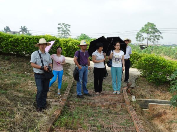 图2-“木薯种质资源保护广西创新基地”负责人陈显双高级农艺师向专家组介绍了基地的建设情况